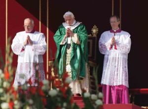 Pope Benedict during Mass for the opening of the Year of Faith on October 11.