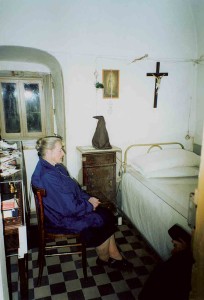Wanda in the cell of Padre Pio in San Giovanni Rotondo.