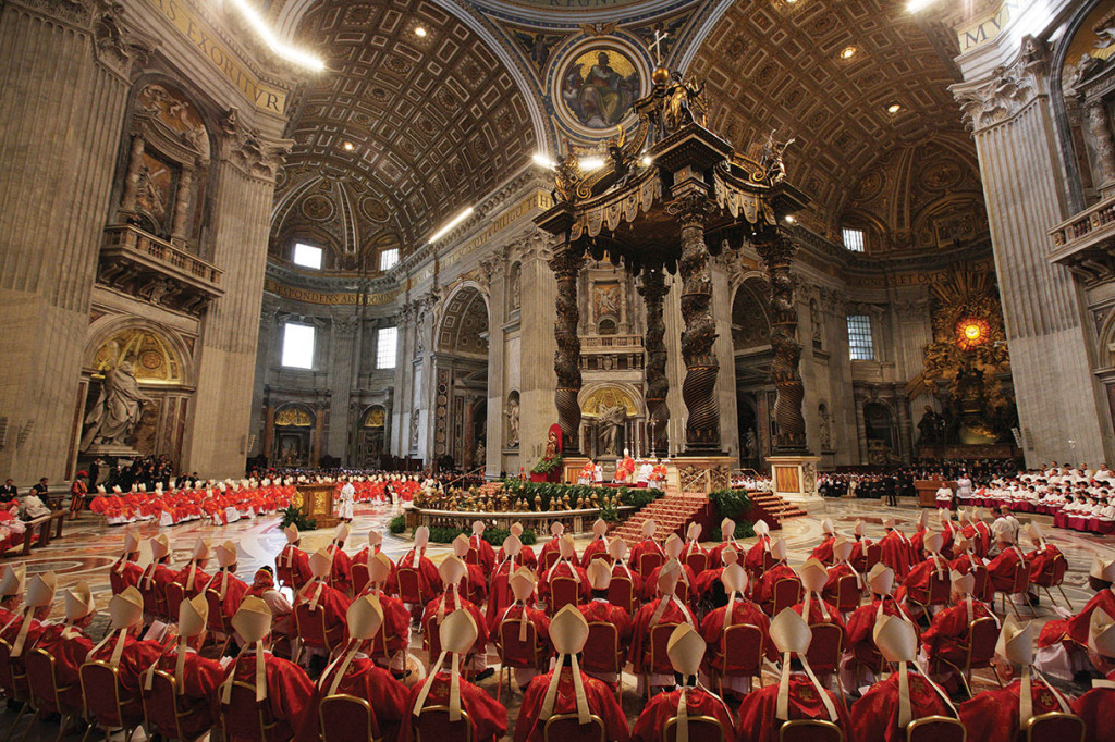 Cardinal Angelo Sodano, Dean of the College of Cardinals, presides over the Pro Eligendo Pontifice Mass (Mass for the Election of the Roman Pontiff) in St. Peter’s Basilica on March 12.