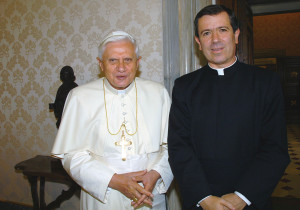 Pope Benedict XVI with Father Alvaro Corcuera, director general of the Legionaries of Chirst and its lay association, Regnum Christi, at the Vatican in June 16, 2006 file photo.