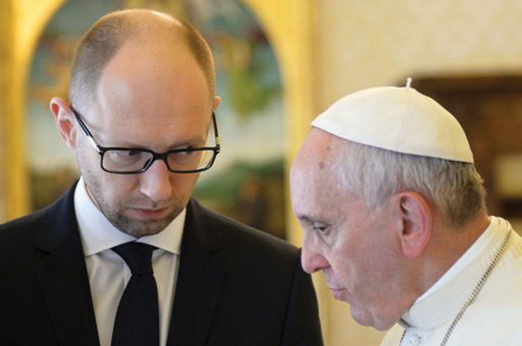 Arseniy Yatseniuk and Pope Francis. 