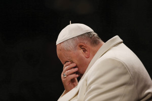 Pope Francis in prayer. 