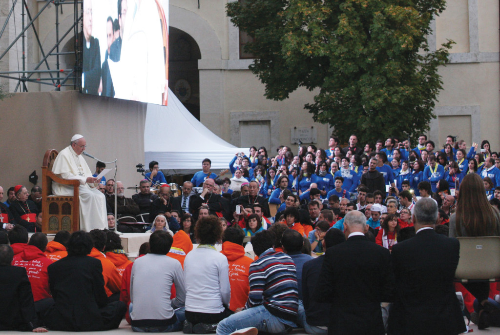 Pope Francis with the young people of Umbria. 