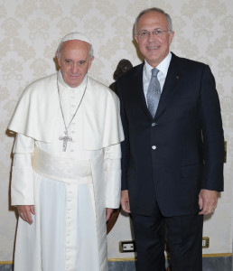 Pope Francis with Carl Anderson, Supreme Knight of the Knights of Columbus. 