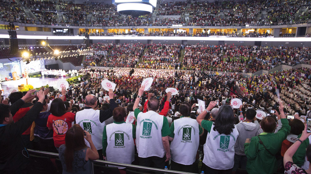 Pope Francis during a meeting with families in the Mall of Asia Arena in Pasay City, Philippines.