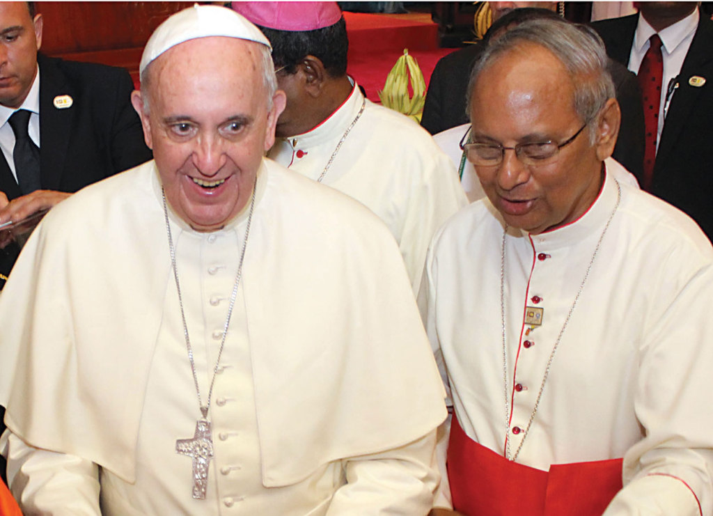 Pope Francis and Cardinal Albert Malcolm Ranjith, Archbishop of Colombo. 