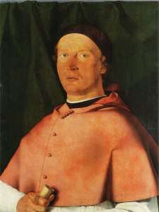 The portrait of Lotto’s first patron, Bishop Bernardo de Rossi.