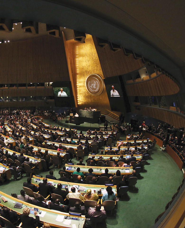 September 25, New York City. Pope Francis’ visit to the Headquarters of the United Nations. The Holy Father speaks to the General Assembly