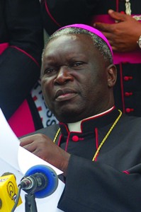 Bishop Philip Anyolo addresses the media during a recent news conference in Nairobi. Religion News Service photo by Fredrick Nzwili