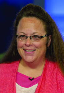Kentucky county clerk Kim Davis speaks during an interview on Fox News Channel's 'The Kelly File' in New York September 23, 2015. A federal judge on Wednesday denied Davis a stay of his order requiring her office to issue marriage licenses to all eligible couples who want one, the latest setback for the Kentucky county clerk who went to jail rather than issue licenses to gay couples. REUTERS/Brendan McDermid - RTX1S576