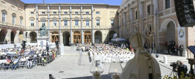 Pope Francis celebrates Mass and recites the Angelus in Camerino, Italy (Vatican Media)